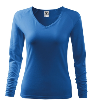 Bluzka damska Elegance Malfini – Długi Rękaw, Dekolt V w serek, BAWEŁNA + ELASTAN, slim‑fit 