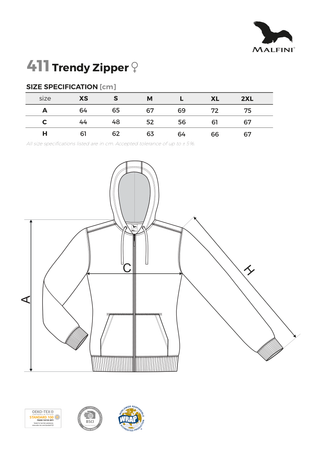 Bluza z Kapturem Damska Trendy Zipper 411 Malfini – Rozpinana 