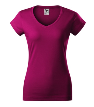 Koszulka damska gładka 180 g/m² Malfini Fit V-neck 162 slim z dekoltem w serek 100 % bawełna