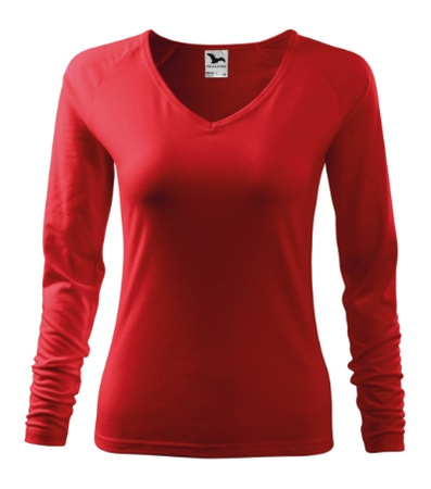Bluzka damska Elegance Malfini – Długi Rękaw, Dekolt V w serek, BAWEŁNA + ELASTAN, slim‑fit 
