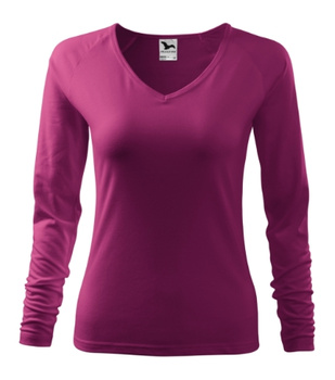 Bluzka damska Elegance Malfini – Długi Rękaw, Dekolt V w serek, BAWEŁNA + ELASTAN, slim‑fit