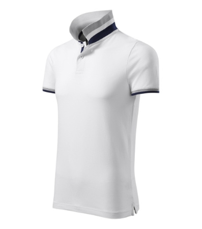 Koszulka Pique Polo męska polówka COLLAR UP 100% bawełna biała