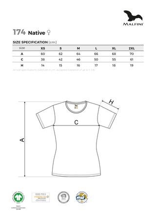 ELASTYCZNA Koszulka Damska NATIVE ORGANICZNA certyfikowana SLIM-FIT