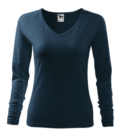 Bluzka damska Elegance Malfini – Długi Rękaw, Dekolt V w serek, BAWEŁNA + ELASTAN, slim‑fit 