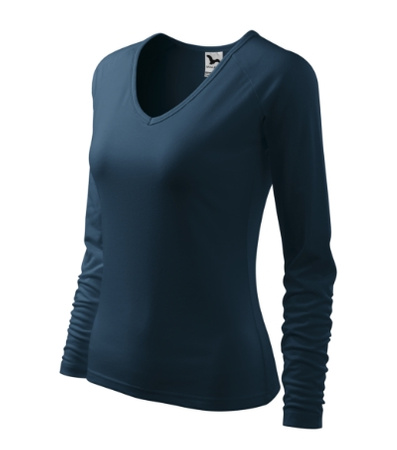 Bluzka damska Elegance Malfini – Długi Rękaw, Dekolt V w serek, BAWEŁNA + ELASTAN, slim‑fit 