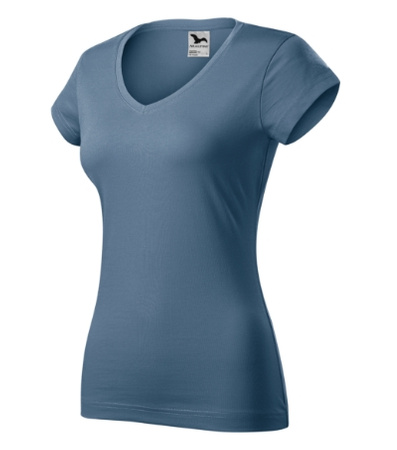 Koszulka damska gładka 180 g/m² Malfini Fit V-neck 162 slim z dekoltem w serek 100 % bawełna 