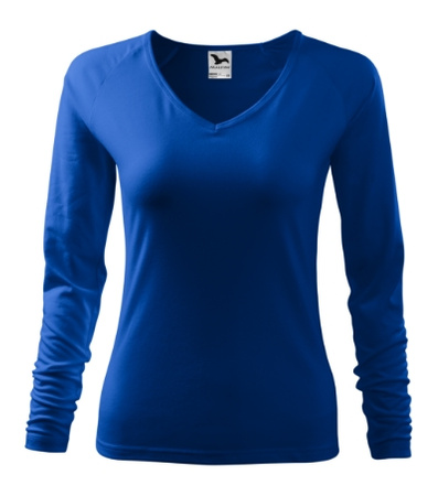 Bluzka damska Elegance Malfini – Długi Rękaw, Dekolt V w serek, BAWEŁNA + ELASTAN, slim‑fit 