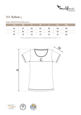 Elastyczna Koszulka Damska Slim-Fit Bawełna Czarna ACTION