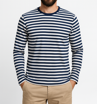 Koszulka w paski z długim rękawem 100 % bawełna 150 g/m² MARYNARSKA – Malfini Sailor LS 807