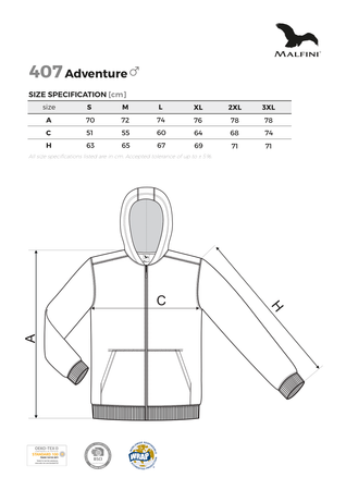 Bluza Męska z Kapturem ADVENTURE - Bawełna Terry Prosty Krój