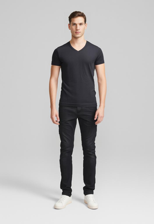 Koszulka męska dopasowana 180 g/m² 100% bawełna slim-fit Malfini V-neck 146 serek elegancka 