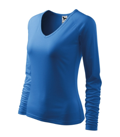 Bluzka damska Elegance Malfini – Długi Rękaw, Dekolt V w serek, BAWEŁNA + ELASTAN, slim‑fit 