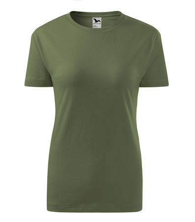 Bawełniana Koszulka Damska Dopasowany Krój CLASSIC NEW KHAKI