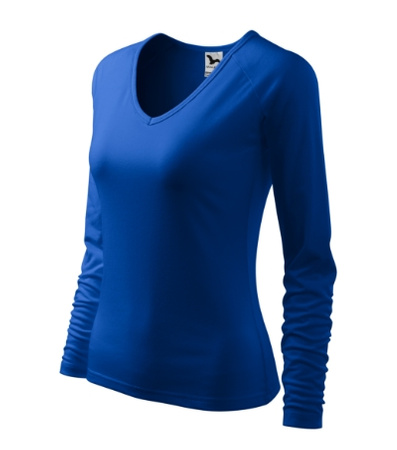 Bluzka damska Elegance Malfini – Długi Rękaw, Dekolt V w serek, BAWEŁNA + ELASTAN, slim‑fit 