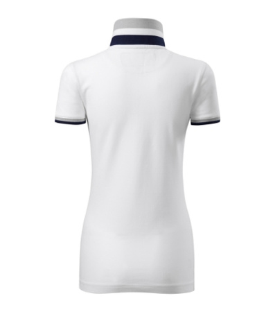 Koszulka Pique Polo damska polówka COLLAR UP 100% bawełna biała