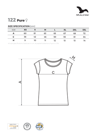 Ekskluzywna Koszulka Damska Bawełniana PURE Malfini 150 g/m²