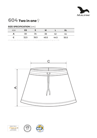 Spódnica Sportowa Two in One Malfini z wszytymi szortami Single Jersey 200g/m²