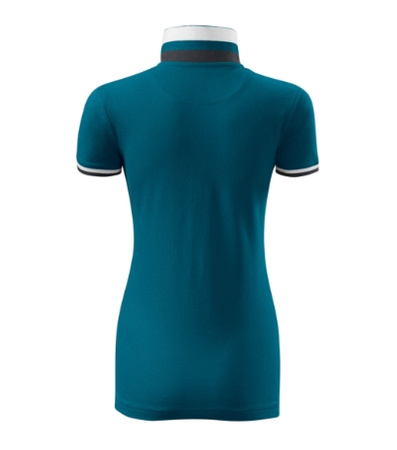 Koszulka Pique Polo damska polówka COLLAR UP 100% bawełna niebieska
