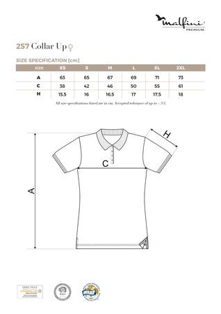 Koszulka Pique Polo damska polówka COLLAR UP 100% bawełna szara
