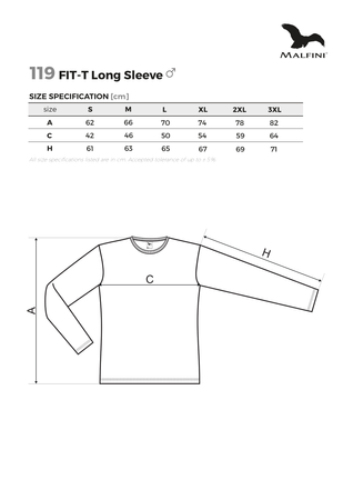 Koszulka Męska Longsleeve Fit-T LS 119 Malfini – Slim, Bawełna