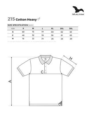 Koszulka Polo Męska Cotton Heavy Malfini Solidna Gramatura 220 g/m² piqué bawełna 