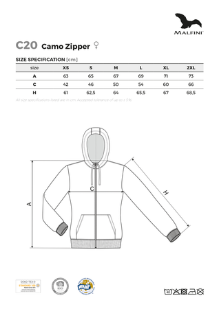 Bluza CAMO ZIPPER dla kobiet, z miękkiej mieszanki bawełny i poliestru