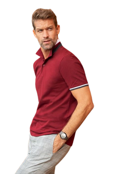 Koszulka Pique Polo męska polówka COLLAR UP 100% bawełna czerwona