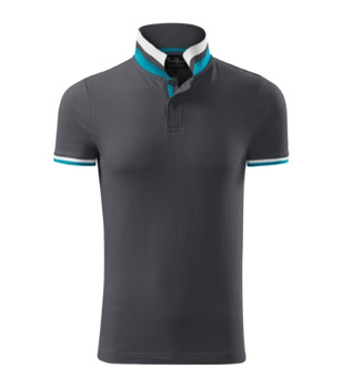 Koszulka Pique Polo męska polówka COLLAR UP 100% bawełna szara