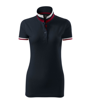 Koszulka Pique Polo damska polówka COLLAR UP 100% bawełna niebieska