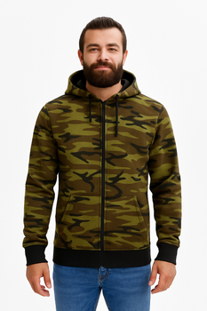 Bluza Męska z kapturem Camo Zipper Malfini grubsza 300g/m² 65% bawełna, militarny styl 