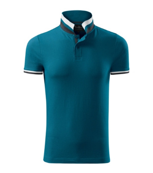 Koszulka Pique Polo męska polówka COLLAR UP 100% bawełna niebieska