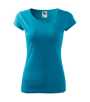 Dopasowana Koszulka Damska T-shirt bawełniana PURE 122 Turkusowa