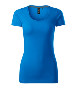 Elastyczna Koszulka Damska Slim-Fit Bawełna Niebieska ACTION