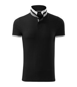 Koszulka Pique Polo męska polówka COLLAR UP 100% bawełna czarna
