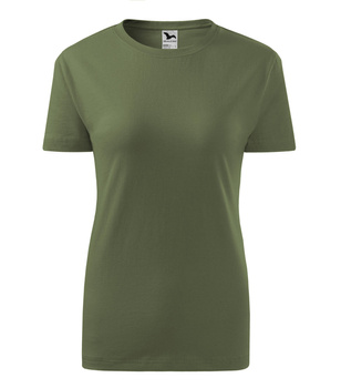 Bawełniana Koszulka Damska Dopasowany Krój CLASSIC NEW KHAKI