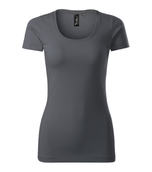 Elastyczna Koszulka Damska Slim-Fit Bawełna Antracytowa ACTION