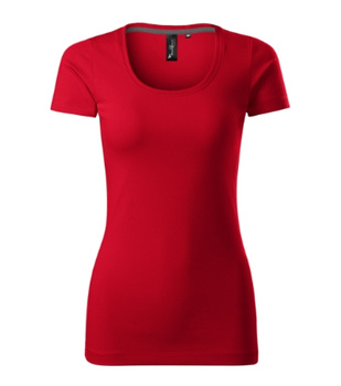 Elastyczna Koszulka Damska Slim-Fit Bawełna Czerwona ACTION