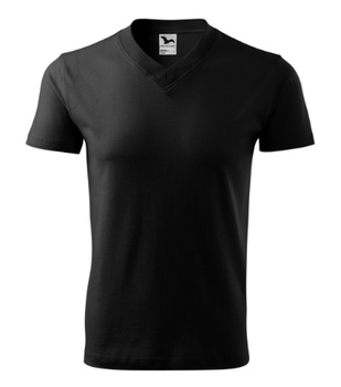 Koszulka Męska Czarna w serek Malfini V-Neck 102 regular 100 % bawełna 