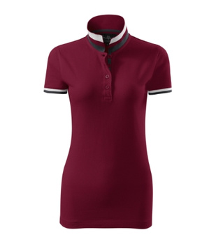 Koszulka Pique Polo damska polówka COLLAR UP 100% bawełna czerwona