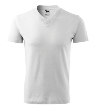 Koszulka Męska Biała w serek Malfini V-Neck 102 regular 100 % bawełna 