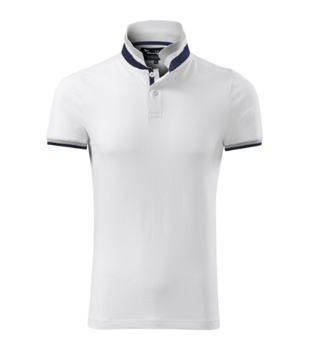 Koszulka Pique Polo męska polówka COLLAR UP 100% bawełna biała