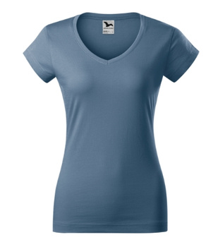 Koszulka damska gładka 180 g/m² Malfini Fit V-neck 162 slim z dekoltem w serek 100 % bawełna 