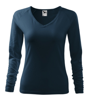 Bluzka damska Elegance Malfini – Długi Rękaw, Dekolt V w serek, BAWEŁNA + ELASTAN, slim‑fit 