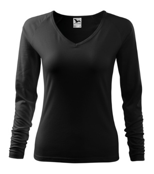 Bluzka damska Elegance Malfini – Długi Rękaw, Dekolt V w serek, BAWEŁNA + ELASTAN, slim‑fit 