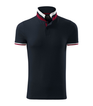 Koszulka Pique Polo męska polówka COLLAR UP 100% bawełna niebieska