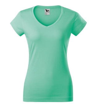 Koszulka damska gładka 180 g/m² Malfini Fit V-neck 162 slim z dekoltem w serek 100 % bawełna 