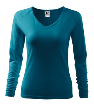 Bluzka damska Elegance Malfini – Długi Rękaw, Dekolt V w serek, BAWEŁNA + ELASTAN, slim‑fit 
